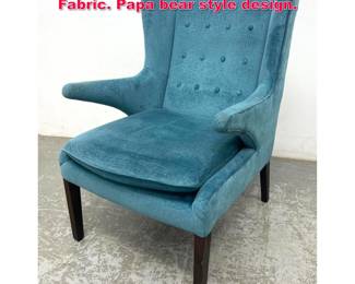Lot 599 Contemporary Lounge Chair in Teal Fabric. Papa bear style design.