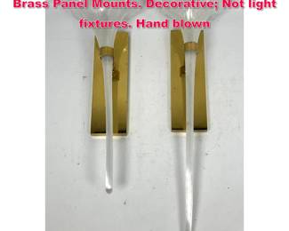 Lot 90 2pc Art Glass Floriform Wall Sconces. Brass Panel Mounts. Decorative Not light fixtures. Hand blown