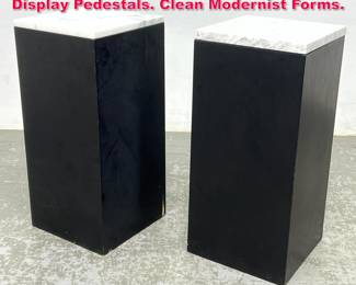 Lot 442 Pr Black Square Column Marble Top Display Pedestals. Clean Modernist Forms.
