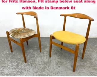 Lot 423 Pair Hans J. Wegner FH708 chairs for Fritz Hansen, FH stamp below seat along with Made in Denmark St