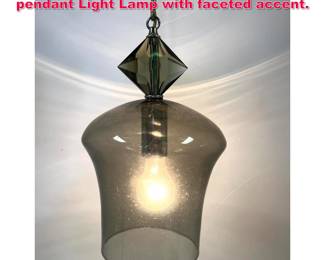 Lot 19 Vintage American Smoke Glass pendant Light Lamp with faceted accent.
