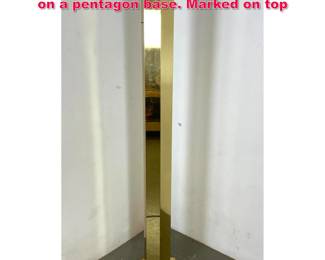 Lot 102 Cassella Brass Floor Lamp. Column on a pentagon base. Marked on top