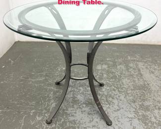 Lot 600 Contemporary Steel and Glass Cafe Dining Table.