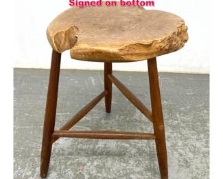 Lot 101 Michael Elkin Free edge stool. Signed on bottom