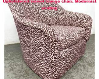 Lot 602 Decorator Leopard Pattern Upholstered swivel lounge chair. Modernist seating