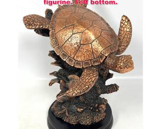 Lot 83 Metal clad Turtle with coral sculpture figurine. Felt bottom.