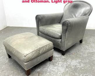 Lot 254 Club Room Leather Lounge Chair and Ottoman. Light gray.