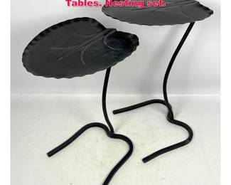 Lot 79 2pc Salterini Lilly pad Garden Side Tables. Nesting set.