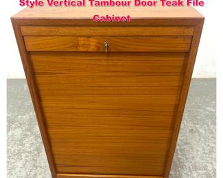 Lot 390 Danish Modern Denmark Wegner Style Vertical Tambour Door Teak File Cabinet