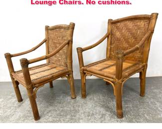 Lot 460 Pair Decorator Bamboo Rattan Lounge Chairs. No cushions.