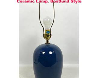 Lot 282 Markel Lighting Blue Glazed Ceramic Lamp. Bostlund Style