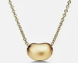 TIFFANY & CO 18K ELSA PERETTI BEAN PENDANT WITH CHAIN 16"