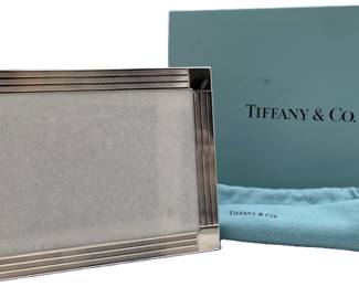 TIFFANY & CO STERLING SILVER PICTURE FRAME WITH BOX AND POUCH