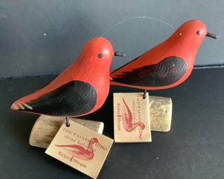 HAND PAINTED WOODEN BIRDS