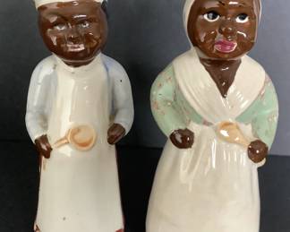 BLACK AMERICANA PORCELAIN SALT AND PEPPER SHAKERS