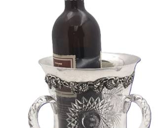 CRYSTAL AND STERLING SILVER LOVING CUP