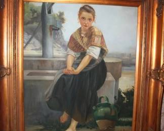Oil On Canvas Peasent Girl  W.H. Bourne