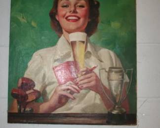 Antique Beer Advertising Painting on Canvas