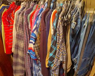 Tons of men's and women's clothes, many with tags still on them.