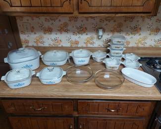 large variety of Corning Ware and Pyrex