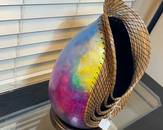 “twisted cosmos” gourd art piece. One of one makers initials on the bottom 