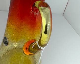 Amberina Kanawha Red and Yellow Crackle Pitcher