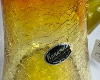 Amberina Kanawha Red and Yellow Crackle Pitcher