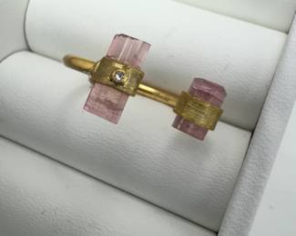 925 Sterling, silver and pink geode ring