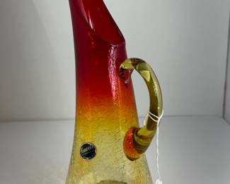 Amberina Kanawha Red and Yellow Crackle Pitcher