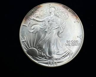 1986 American silver eagle .999 fine silver first year of production
