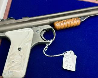 Benjamin Franklin High Compression pump action, air pistol Gun Cal. 177 Model 137. Nice mother of pearl swirl resin handle