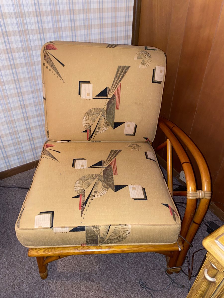 1 of 2 parts of a rattan MCM loveseat