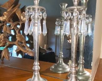 Candlesticks with hanging crystals