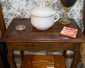 Small side table with pull out / sewing fold out box/ chamber pot