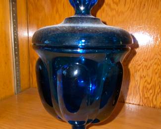 MCM blue glass with lid