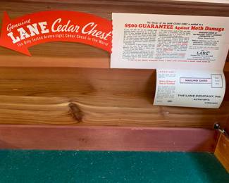 Lane cedar chest interior