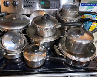 Assorted pots and pans