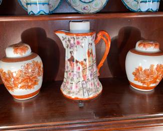 Asian style ginger jars and coffee/chocolate pot