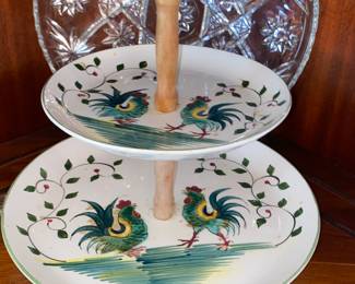 Chicken design 2 tier serving tray