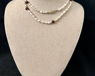 Freshwater Pearls, Semi Precious Stones & 14K Bead Necklace