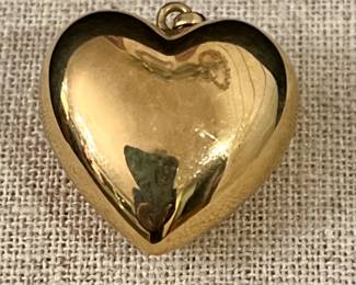 14K Gold Puffed Heart Pendant