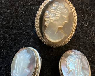 Sterling Silver Pin/Pendant & Earrings Set