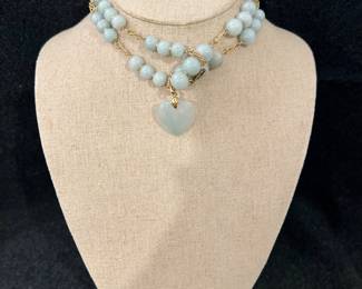 1/20th Gold Filled Necklace with Green Stone Beads