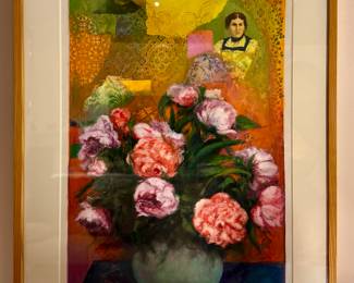 "Some Passing Thoughts" Acrylic & College on Monoprint, Signed Timothy Harney