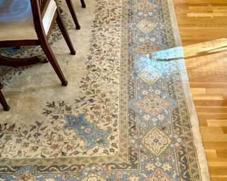 Beige and Blue Aubusson Rug