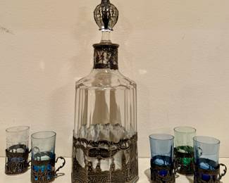 Antique Dutch Liquor Decanter Set