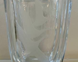 Orrefors Vase with Etched Birds