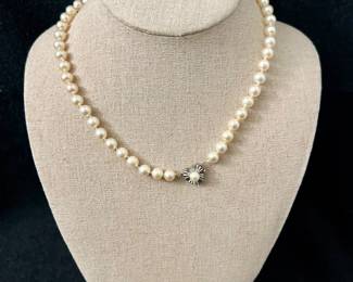 Pearl Necklace with 14K Heart Clasp