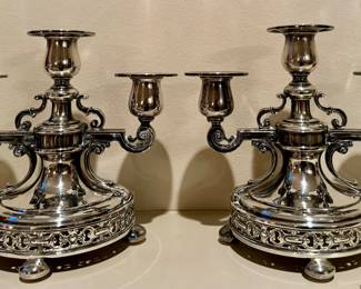 Pair, Impressive Wallace 3-light Candelabras, Sterling Silver