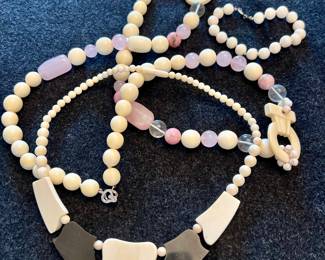 Assorted White & Crystal Jewelry with Sterling Silver Clasp